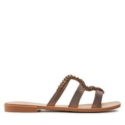 Klapki Melissa. Brązowe klapki damskie Melissa, bez wzorów, bez obcasa. Za 219.99 zł.
