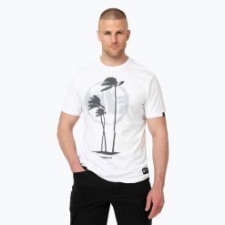 Koszulka męska Pitbull Palms. Białe koszulki sportowe męskie PITBULL, m, bez wzorów, z bawełny, bez kołnierzyka, bez ramiączek. Za 59.99 zł.