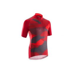 Koszulka na rower MTB ST 500 męska. Czerwone koszulki sportowe męskie ROCKRIDER, z elastanu. Za 79.99 zł.