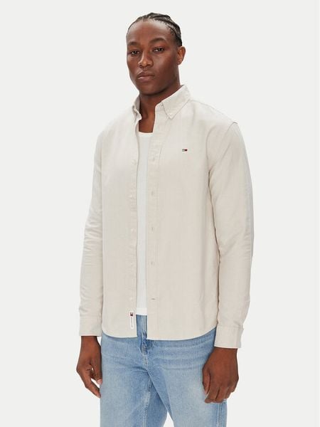 Tommy Jeans Koszula DM0DM21298 Beżowy Regular Fit. Brązowe koszule męskie Tommy Jeans, m, bez wzorów, z bawełny, bez kołnierzyka, bez ramiączek. Za 219.99 zł.