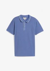 Shirt polo z czystej bawełny pique. Niebieskie koszulki polo męskie bonprix, m, bez wzorów, z bawełny, bez ramiączek. Za 67.99 zł.