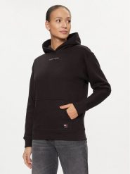 Tommy Jeans Bluza Classic DW0DW17329 Czarny Relaxed Fit. Czarne bluzy damskie Tommy Jeans, xs, bez wzorów, z bawełny, bez kaptura. Za 329.99 zł.