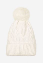 Beżowa Czapka w Ozdobny Warkoczowy Splot z Pomponem Emmilae. Brązowe czapki i kapelusze damskie Renee, bez wzorów, z dzianiny, eleganckie. Za 34.99 zł.