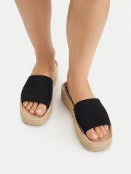 Calvin Klein Klapki Ebeth HW0HW02894 Czarny. Czarne espadryle damskie Calvin Klein, bez wzorów, z materiału, bez obcasa, bez zapięcia. Za 224.99 zł.