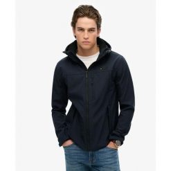 Kurtka z kapturem Superdry Soft Shell. Niebieskie kurtki męskie Superdry., m, bez wzorów, z softshellu, z kapturem. Za 453.30 zł.