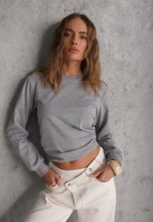 Szara Casualowa Bluza z Bawełną Akko. Szare bluzy damskie Renee, l, bez wzorów, z bawełny, bez kaptura. Za 39.99 zł.