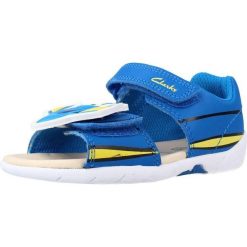 Sandały CLARKS ZORA NEMO T Niebieski. Niebieskie sandały męskie Clarks, ze skóry, bez zapięcia. Za 152.99 zł.