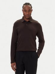 Calvin Klein Polo LV040EM909 Brązowy Regular Fit. Brązowe koszulki polo męskie Calvin Klein, m, bez wzorów, z bawełny, bez ramiączek. Za 239.99 zł.