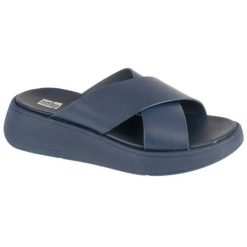 Buty FitFlop F-Mode Flatform FW5-399 niebieskie. Niebieskie klapki damskie bez wzorów, casualowe, bez obcasa, na platformie. Za 466.02 zł.
