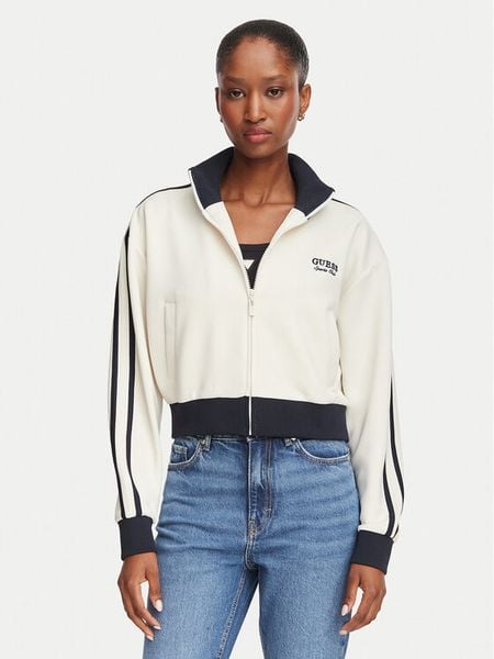 Guess Bluza V6YQ07 K4287 Kremowy Regular Fit. Białe bluzy damskie Guess, s, z aplikacjami, bez kaptura. Za 434.99 zł.