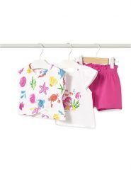 Mayoral Komplet t-shirt, top i spodenki 1232 Różowy Regular Fit. Czerwone spodenki dla dziewczynek Mayoral, bez wzorów, z bawełny, bez ramiączek. Za 89.99 zł.