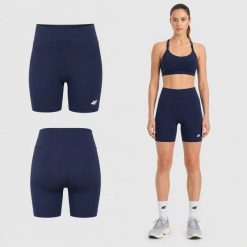 KOLARKI DAMSKIE 4F LEGGINSY KRÓTKIE SPODENKI KRÓTKIE KOLOR NIEBIESKI. Niebieskie legginsy damskie 4f, l, bez wzorów, z bawełny. Za 49.99 zł.