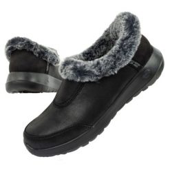 Buty Skechers ON-THE 175490/BKGY czarne. Czarne obuwie sportowe damskie bez wzorów, z materiału. Za 414.66 zł.