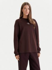 Calvin Klein Jeans Bluza Monologo LV047E211G Brązowy Oversize. Brązowe bluzy damskie Calvin Klein Jeans, xl, bez wzorów, z bawełny, bez kaptura. Za 299.99 zł.