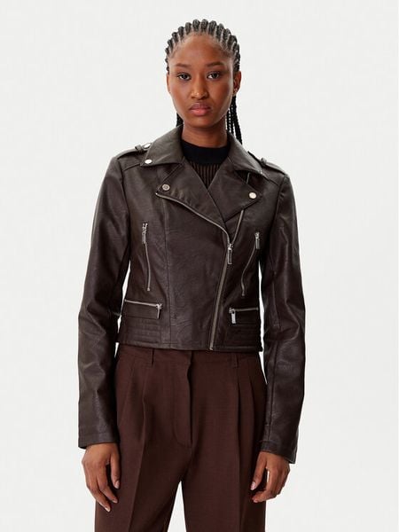 Morgan Kurtka z imitacji skóry 202-GRAMMO.N Brązowy Regular Fit. Brązowe kurtki damskie Morgan, bez wzorów, ze skóry, bez kaptura. Za 289.99 zł.