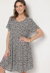 Czarna Sukienka z Bawełną w Kwiatowy Wzór Lunasenia. Czarne sukienki damskie Born2be, na co dzień, na lato, l, bez wzorów, z bawełny, eleganckie, bez kołnierzyka, bez ramiączek. Za 54.99 zł.