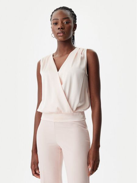 Rinascimento Bluzka CFC0122616003 Różowy Regular Fit. Czerwone bluzki damskie Rinascimento, xl, bez wzorów, z syntetyku, bez kołnierzyka, bez ramiączek. Za 129.99 zł.