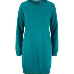 Sukienka dresowa z miękkiego materiału frotte. Czarne sukienki damskie bonprix, bez wzorów, z dresówki, bez kołnierzyka, bez ramiączek. Za 77.99 zł.