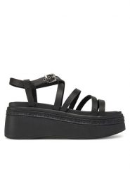 Tommy Jeans Sandały Tjw Wedgy Strappy Sandal EN0EN02756 Czarny. Czarne sandały damskie Tommy Jeans, bez wzorów, z jeansu, bez obcasa, na koturnie, bez zapięcia. Za 239.99 zł.