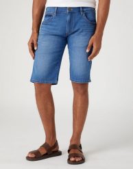 WRANGLER COLTON SHORTS MĘSKIE SZORTY SPODENKI BLUE VORTEX W16CXPZ35 112330744. Niebieskie szorty męskie Wrangler, m, bez wzorów. Za 159.99 zł.