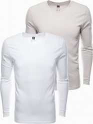 Ombre Zestaw longsleeve męski V-NECK - mix 2-pak V8 Z41 XXL. Bluzki z długim rękawem męskie Ombre, m, bez wzorów, bez kołnierzyka. Za 139.99 zł.
