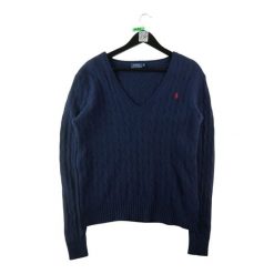 Second life - Sweter damski Polo Ralph Lauren z dekoltem V - Stan bardzo dobry. Niebieskie swetry damskie Ralph Lauren, uniwersalny, bez wzorów, z materiału, casualowe, bez kołnierzyka, bez ramiączek, bez kaptura. Za 212.96 zł.