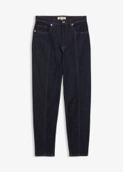 Dżinsy Mom, high waist, ze stretchem. Niebieskie jeansy damskie bonprix, z podwyższonym stanem. Za 129.99 zł.