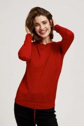 Sweter z metaliczną nitką. Swetry damskie MOODO, l, bez wzorów, bez kołnierzyka, bez ramiączek, bez kaptura. W wyprzedaży za 47.99 zł.