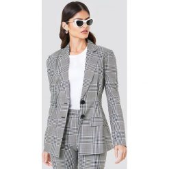 NA-KD Classic Marynarka w kratę z zebraną talią - Multicolor. Szare żakiety damskie NA-KD Classic, z lyocellu. Za 283.95 zł.