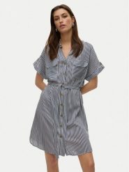 Vero Moda Sukienka koszulowa Bumpy 10325828 Granatowy Loose Fit. Niebieskie sukienki damskie Vero Moda, xl, bez wzorów, z wiskozy, bez kołnierzyka, bez ramiączek, koszulowe. Za 159.99 zł.