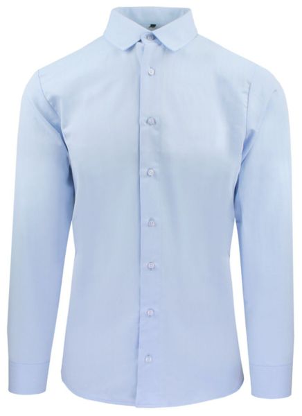 Delikatnie Wyszczuplana (Slim) Męska Koszula - Lanier - Błękit, Faktura w Jodełkę. Niebieskie koszule męskie Lanier, m, bez wzorów, z bawełny, eleganckie, bez kołnierzyka, bez ramiączek. Za 175.00 zł.