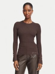 Guess Bluzka W6YR09 Z0948 Brązowy ciemny Slim Fit. Brązowe bluzki damskie Guess, m, z aplikacjami, z wiskozy, bez kołnierzyka, bez ramiączek. Za 344.99 zł.