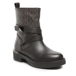 Botki DKNY. Brązowe botki damskie DKNY, bez obcasa, na płaskiej podeszwie, bez zapięcia. Za 1,159.00 zł.