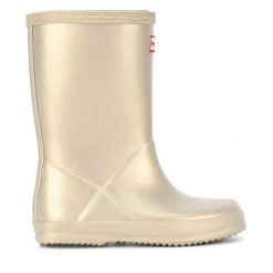 Kalosze Hunter. Brązowe buty zimowe dziewczęce Hunter, bez wzorów. Za 149.99 zł.
