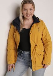 Żółto-Granatowa Przejściowa Kurtka Dwustronna Parka z Pikowaniem i Kapturem Tidare. Żółte kurtki damskie Born2be, l, bez wzorów, z jeansu, sportowe. Za 109.99 zł.