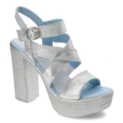 Srebrne Sandały Simen Damskie Eleganckie Buty. Szare klapki damskie Simen, bez wzorów, bez obcasa, na obcasie, bez zapięcia. Za 189.00 zł.