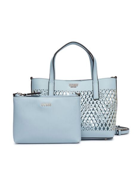 Guess Torebka Letty Mini HWPG99 11750 Niebieski jasny. Niebieskie torebki do ręki damskie Guess, z aplikacjami, ze skóry, bez dodatków. Za 384.99 zł.