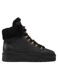 Pollini Botki SA21254H0LTOA00A Czarny. Czarne botki damskie Pollini, z nubiku, bez obcasa, na płaskiej podeszwie, bez zapięcia. Za 1,829.00 zł.