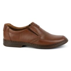KOMODO Buty męskie ze skóry naturalnej slip-on 854K brązowe. Brązowe półbuty na co dzień męskie ze skóry, bez zapięcia. Za 351.82 zł.
