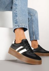 Czarne Sneakersy w Stylu Tenisówek z Geometrycznym Wzorem Avelresil. Czarne obuwie sportowe damskie Born2be, bez wzorów, z jeansu, tenisowe. Za 79.99 zł.
