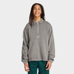 Bluza frotte z efektem sprania ADIDAS All SZN na krótki suwak. Czarne bluzy męskie Adidas, l, bez wzorów, z bawełny, bez kaptura. Za 289.99 zł.