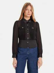 Morgan Koszula 232-CLOCLO Czarny Regular Fit. Czarne bluzki damskie Morgan, bez wzorów, z syntetyku, bez kołnierzyka, bez ramiączek. Za 279.99 zł.