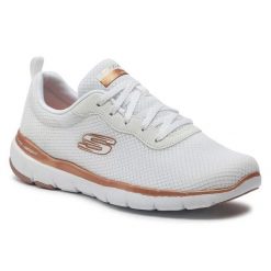 Buty na co dzień damskie SKECHERS FLEX APPEAL 3.0 FIRST INSIGHT siateczka. Białe obuwie sportowe damskie Skechers, bez wzorów, trekkingowe, Skechers Sport. Za 273.00 zł.
