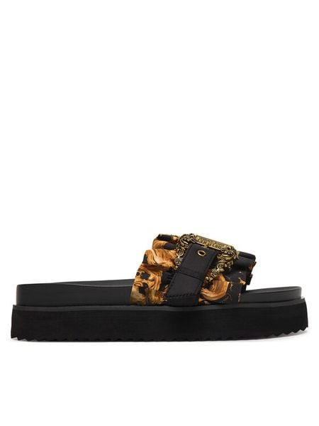 Versace Jeans Couture Klapki 80VA3SM5 ZS175 G89 Czarny. Czarne klapki damskie Versace Jeans Couture, bez wzorów, z jeansu, bez obcasa. Za 594.99 zł.