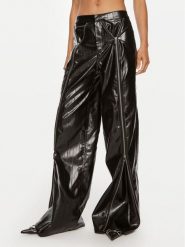 ROTATE Spodnie z imitacji skóry Dixie 112960100 Czarny Wide Leg. Czarne spodnie materiałowe damskie ROTATE, bez wzorów, ze skóry. Za 609.99 zł.