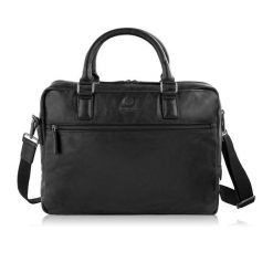 Skórzana torba męska na laptopa czarna lekka torba biznesowa Paolo Peruzzi SL-13-BL. Czarne torby na laptopa męskie bez wzorów, z materiału. Za 459.00 zł.