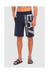 EA7 Granatowe bawełniane szorty z dużym logo. Niebieskie szorty męskie EA7 Emporio Armani, m, bez wzorów, z bawełny. W wyprzedaży za 239.99 zł.