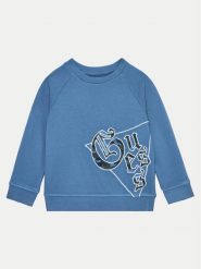 Guess Bluza N4BQ00 KAD74 Granatowy Regular Fit. Niebieskie bluzy dla chłopców Guess, z aplikacjami, z bawełny, bez ramiączek, bez kaptura. Za 79.99 zł.