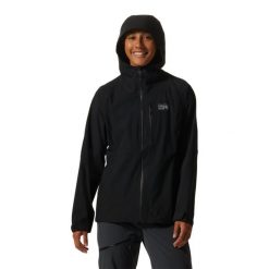 Damska elastyczna kurtka wodoodporna Mountain Hardwear Ozonic. Czarne kurtki damskie Mountain Hardwear, l, bez wzorów, bez kaptura, na fitness i siłownię. Za 872.75 zł.