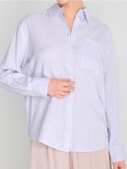 Koszula regular fit z domieszką lnu - niebieski. Niebieskie koszule damskie Sinsay, l, bez wzorów, z materiału, bez kołnierzyka, bez ramiączek. W wyprzedaży za 24.99 zł.